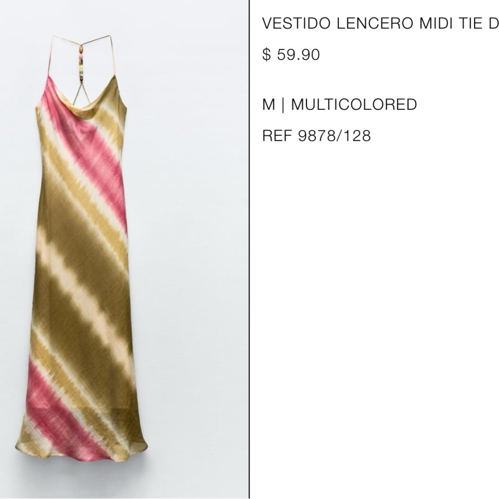 ZARA Maxi Green & Pink Tie-die Dress